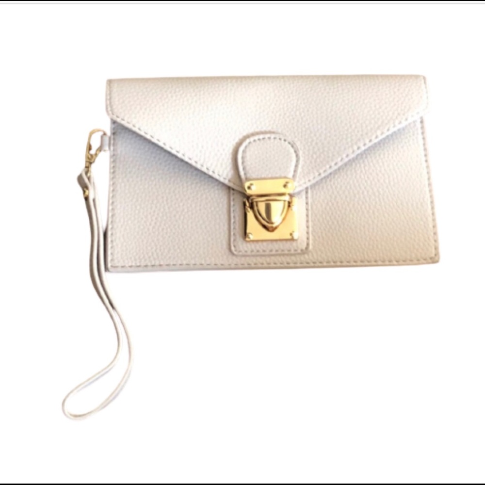 EKATTIRE NWOT taupe wristlet detachable wallet